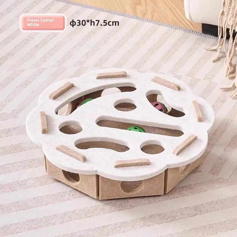 Cat Puzzle Toy Felt Puzzle Box Cat Exercise Toy With Ball Indoor Sports Entertainment Hunting Cat Toys For Indoor Cats
