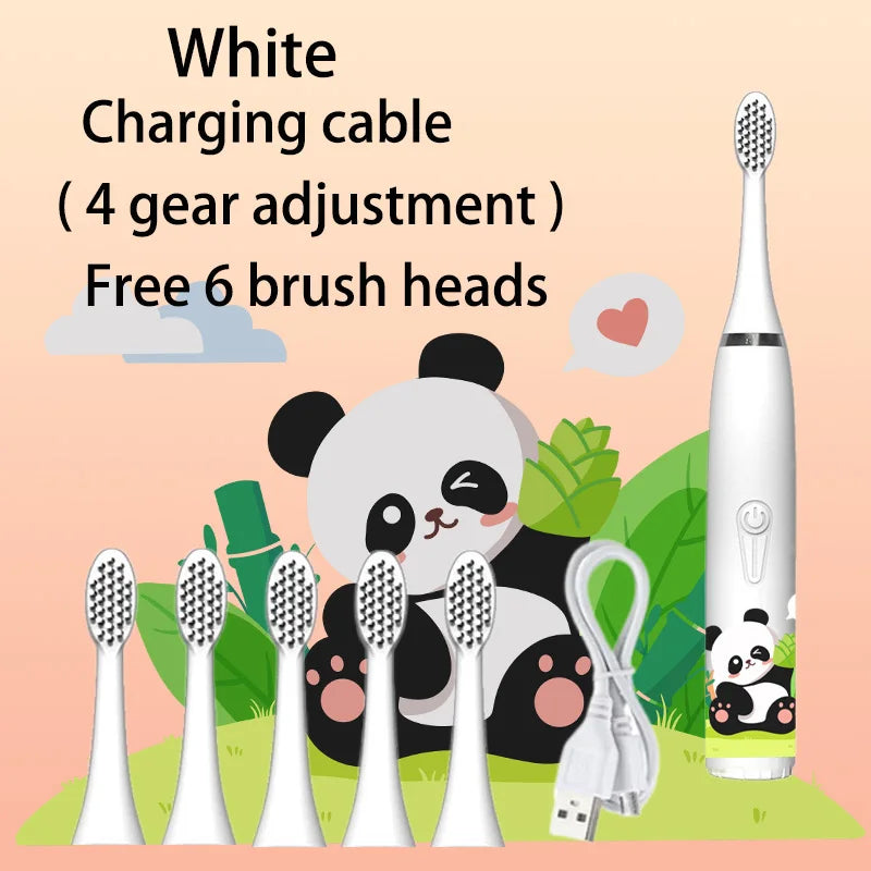 Kids Electric Toothbrush - Cute Cartoon Designs, Soft Bristles, Waterproof, with Replacement Heads