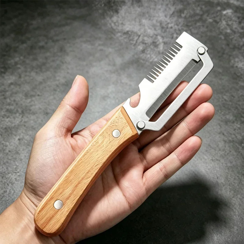 Kitchen Peeler with Wooden Handle for Peeling and Slicing Fruits and Vegetables Stainless Steel Vegetable Peeler Kitchen Tool