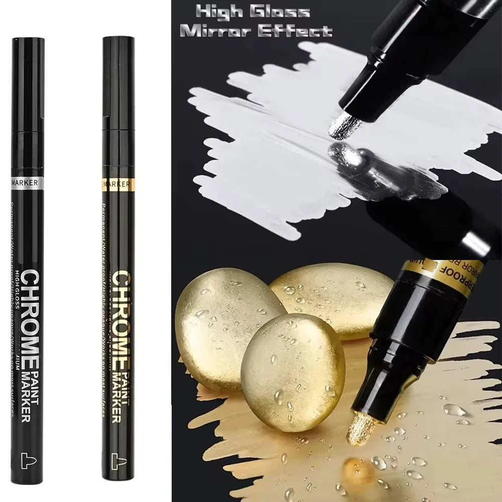 1/3/5/12pcs Chrome Mirror Marker Pen Set Waterproof Ink DIY Reflective Paint Pen Gold Silver Marker Model Painting Art Marker