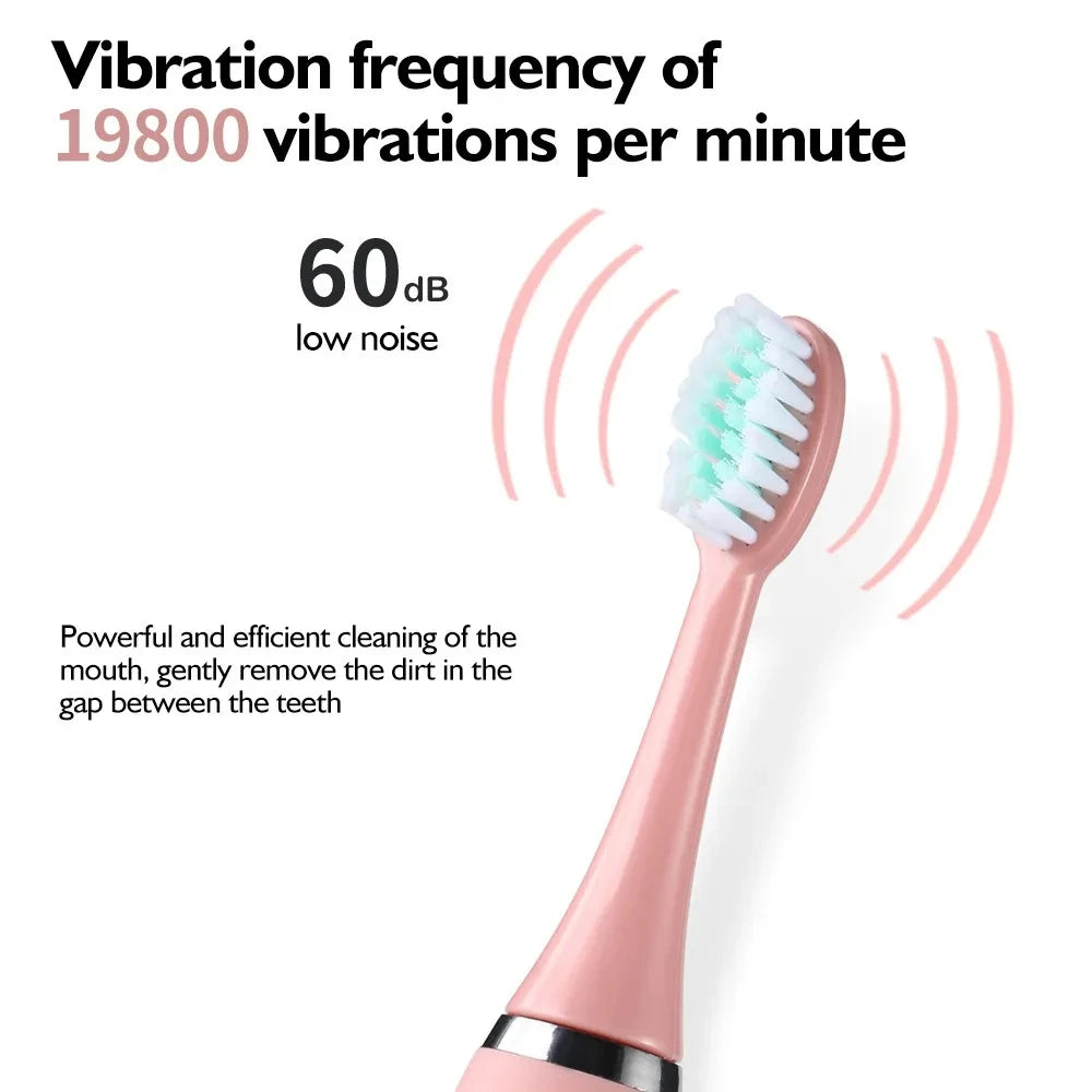 Kids Electric Toothbrush - Cute Cartoon Designs, Soft Bristles, Waterproof, with Replacement Heads
