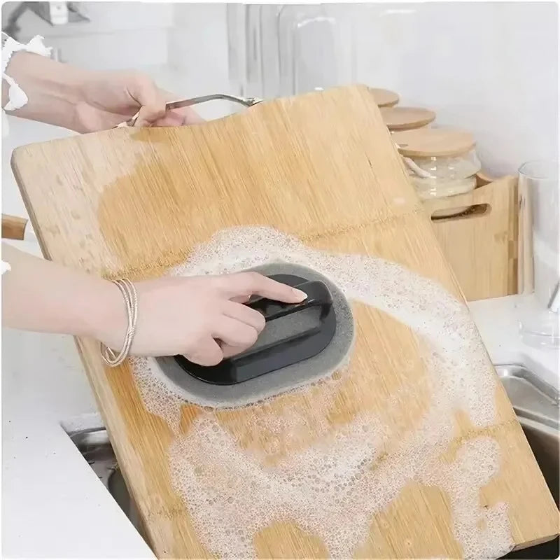 Magic Emery Sponge Brush Cleaner Kitchen Bath Rust Strong Decontamination Cleaning Tools With Handle Household Tools