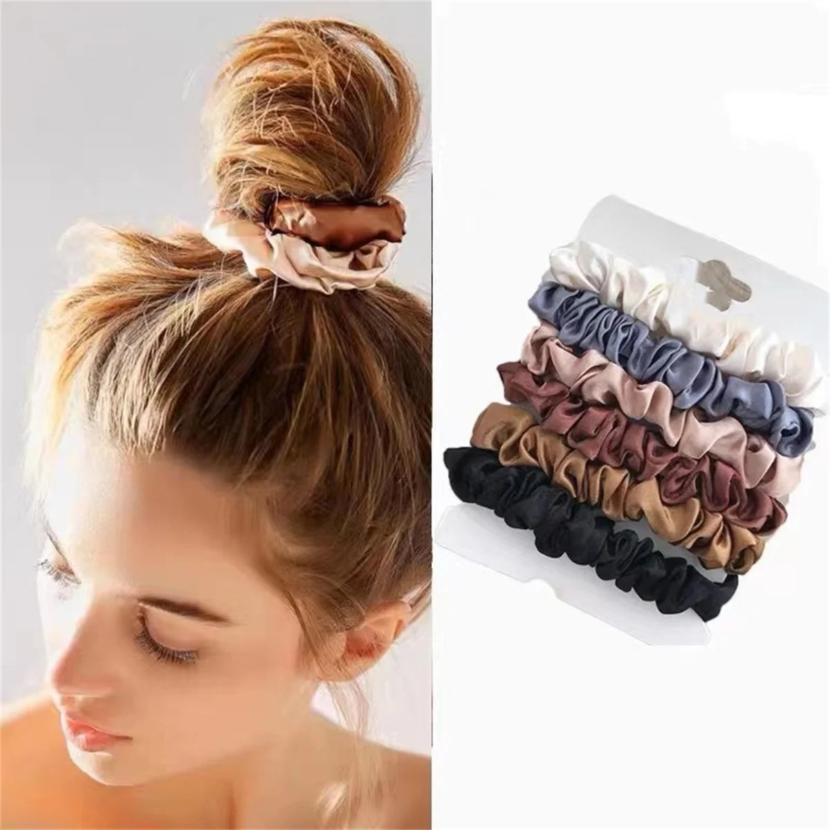 Satin Scrunchies – 6 Pack