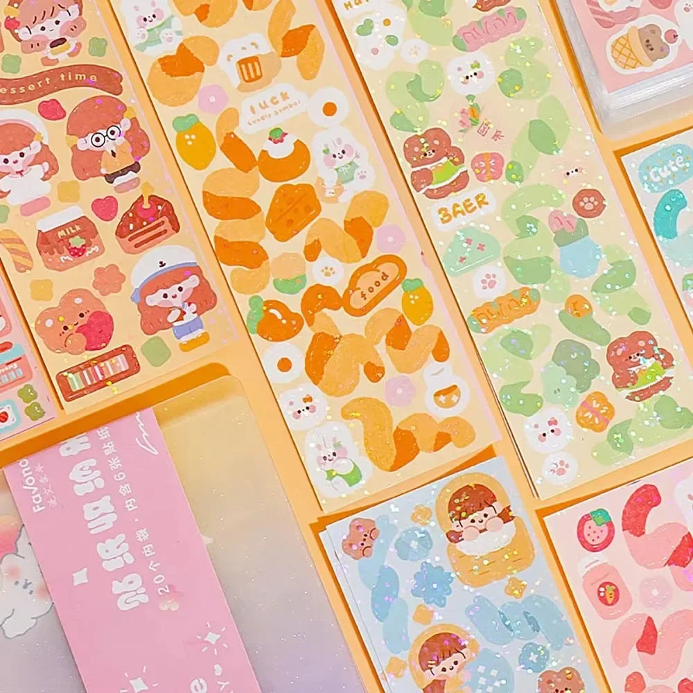 20-1000 PCS Cute Stickers Kawaii Cartoon Laser Sticker No Repeat for Diary Kid DIY School Students Decoration Stationery