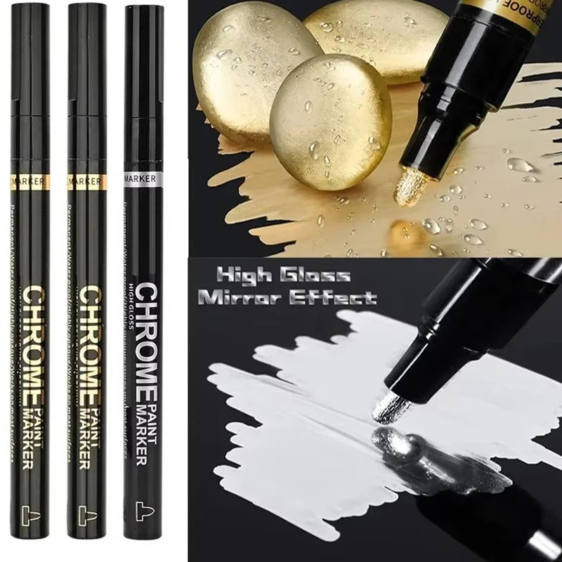 1/3/5/12pcs Chrome Mirror Marker Pen Set Waterproof Ink DIY Reflective Paint Pen Gold Silver Marker Model Painting Art Marker