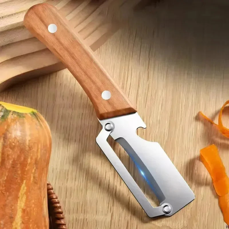 Kitchen Peeler with Wooden Handle for Peeling and Slicing Fruits and Vegetables Stainless Steel Vegetable Peeler Kitchen Tool