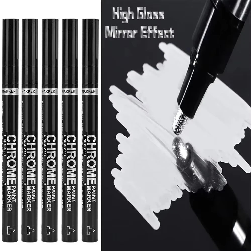 1/3/5/12pcs Chrome Mirror Marker Pen Set Waterproof Ink DIY Reflective Paint Pen Gold Silver Marker Model Painting Art Marker