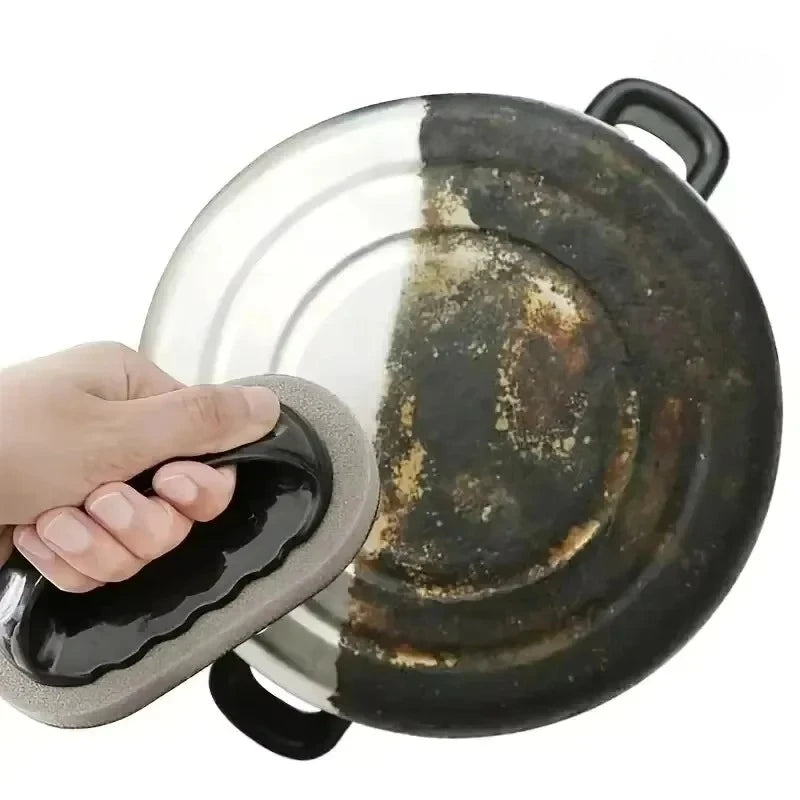 Magic Emery Sponge Brush Cleaner Kitchen Bath Rust Strong Decontamination Cleaning Tools With Handle Household Tools