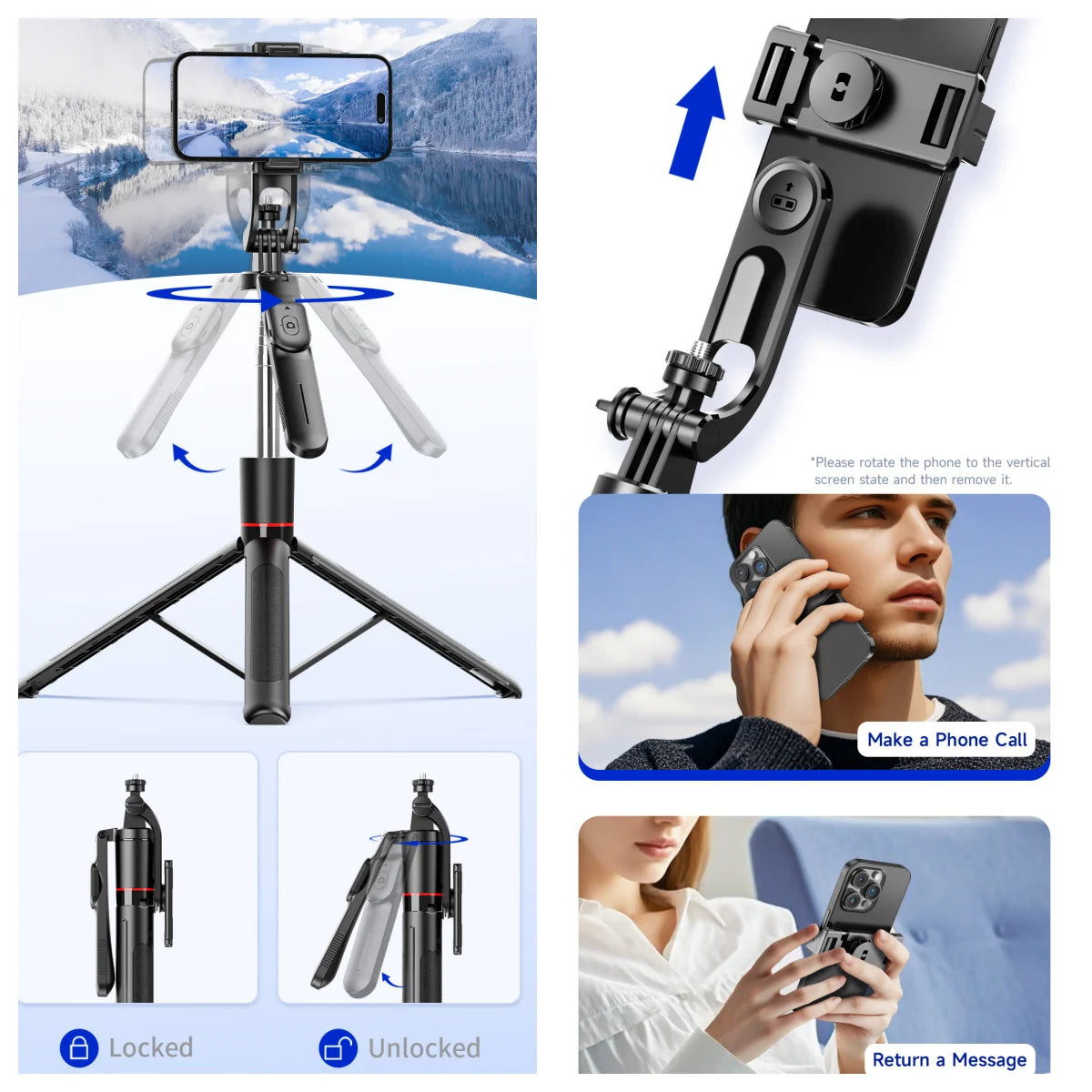 MEUYAG Selfie Stick Tripod with 1708mm Long Monopod Fill Light, Bluetooth Remote, 360° Rotation, 1/4 Interface, for mobile phone