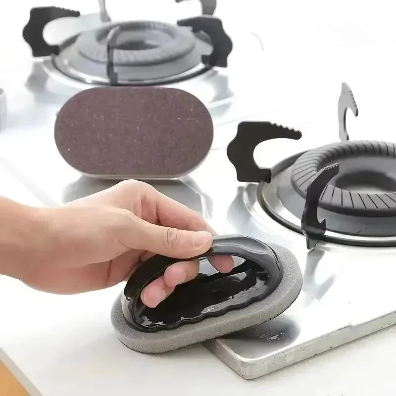 Magic Emery Sponge Brush Cleaner Kitchen Bath Rust Strong Decontamination Cleaning Tools With Handle Household Tools