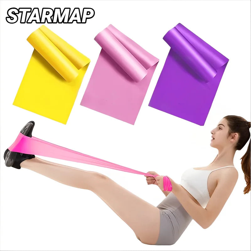 Yoga Pilates Portable Resistance Band Long Training Stretch Bands For Physical Therapy Lower Body Home Strength Elastic Exercise