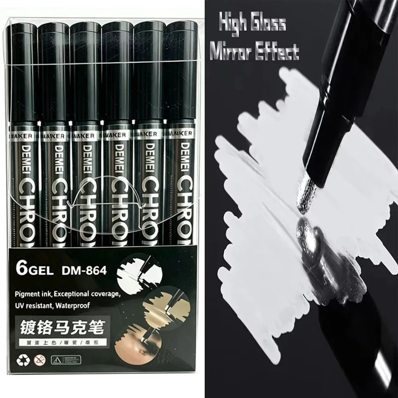 1/3/5/12pcs Chrome Mirror Marker Pen Set Waterproof Ink DIY Reflective Paint Pen Gold Silver Marker Model Painting Art Marker