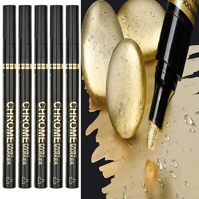 1/3/5/12pcs Chrome Mirror Marker Pen Set Waterproof Ink DIY Reflective Paint Pen Gold Silver Marker Model Painting Art Marker