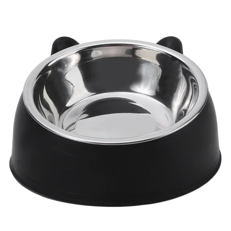 Trendy Stainless Steel Cat Dog Double Bowl 15 Degree Inclined Anti Neck Strain Pet Feeder Slant Mouth Best Selling Pet Supplies