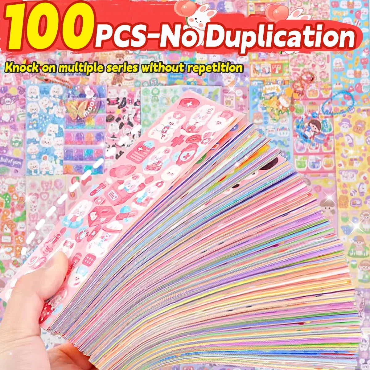 20-1000 PCS Cute Stickers Kawaii Cartoon Laser Sticker No Repeat for Diary Kid DIY School Students Decoration Stationery