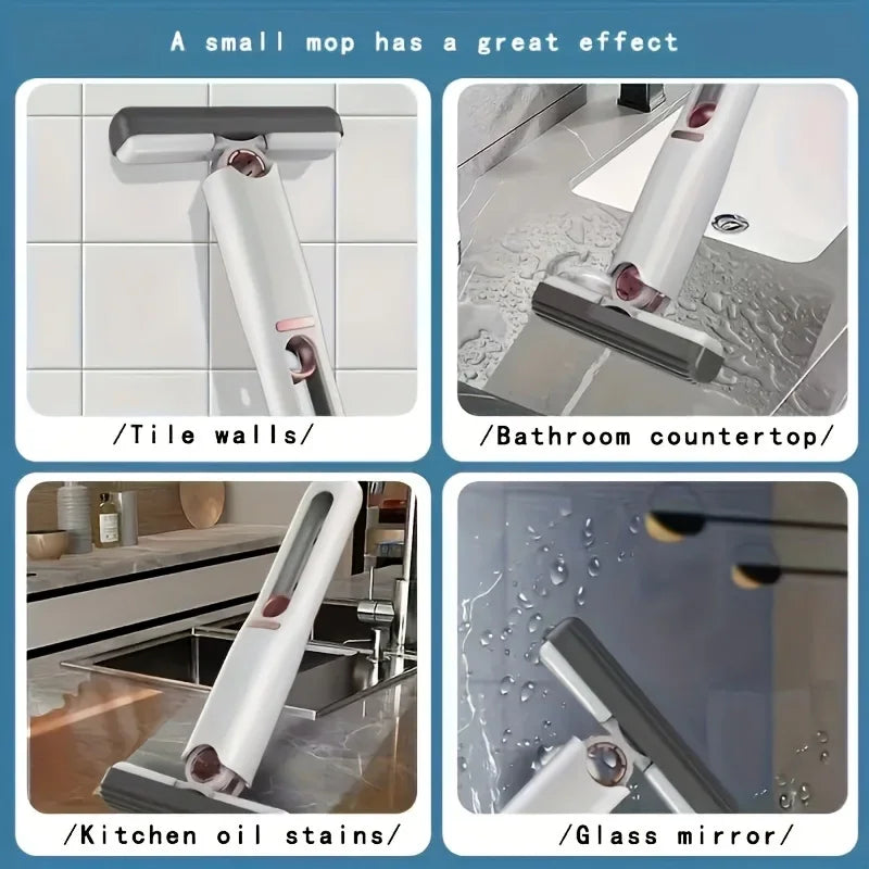 Mini Squeeze Mop Mini Mop Desk Kitchen Car Clean Tools Mops with Self-squeezing Folding Home Cleaning Floor Washing Mops