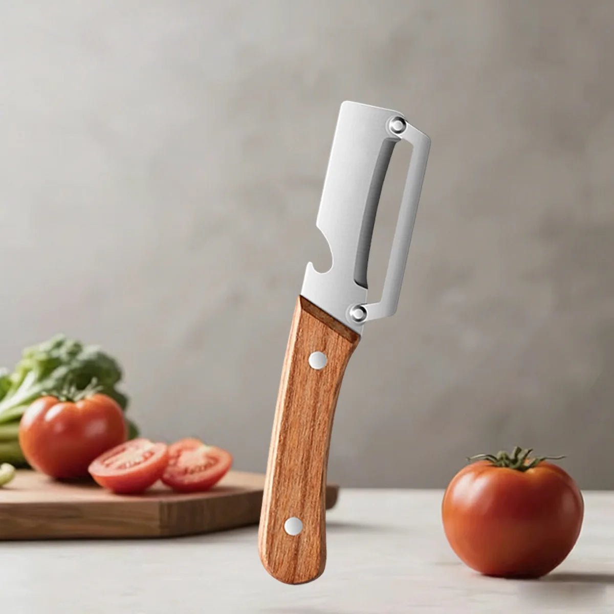 Kitchen Peeler with Wooden Handle for Peeling and Slicing Fruits and Vegetables Stainless Steel Vegetable Peeler Kitchen Tool
