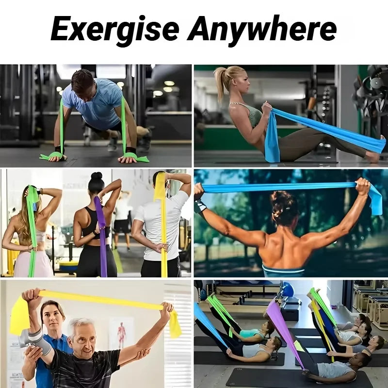 Yoga Pilates Portable Resistance Band Long Training Stretch Bands For Physical Therapy Lower Body Home Strength Elastic Exercise