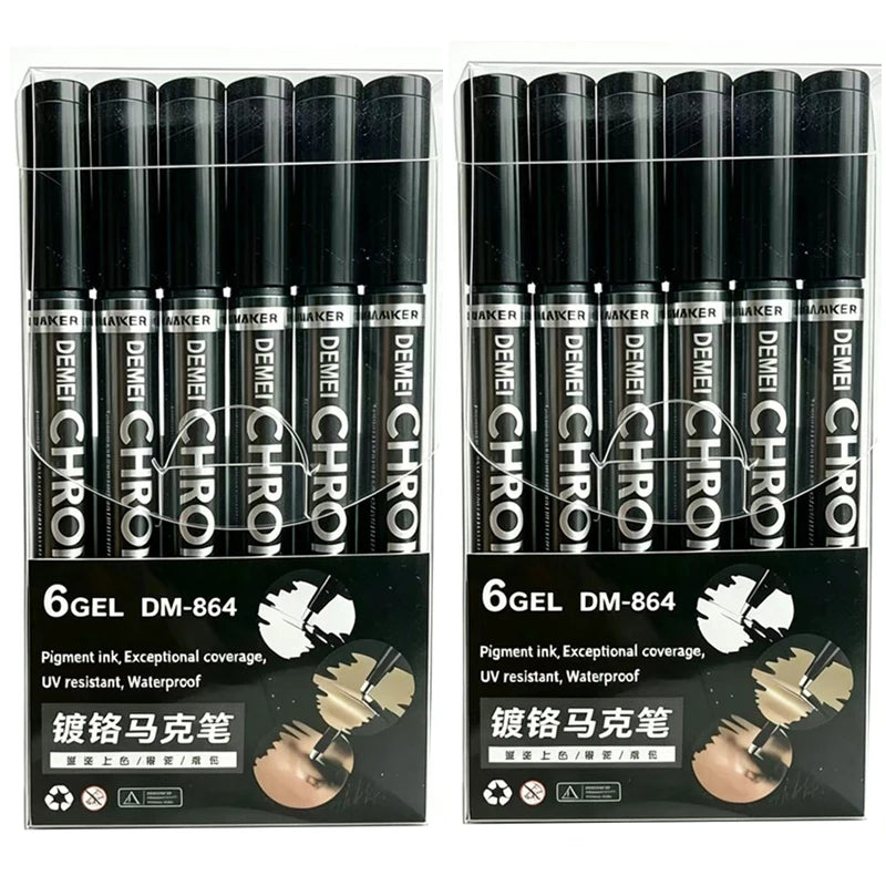 1/3/5/12pcs Chrome Mirror Marker Pen Set Waterproof Ink DIY Reflective Paint Pen Gold Silver Marker Model Painting Art Marker