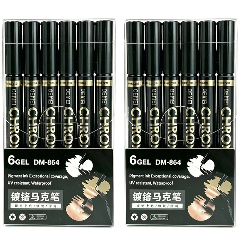 1/3/5/12pcs Chrome Mirror Marker Pen Set Waterproof Ink DIY Reflective Paint Pen Gold Silver Marker Model Painting Art Marker